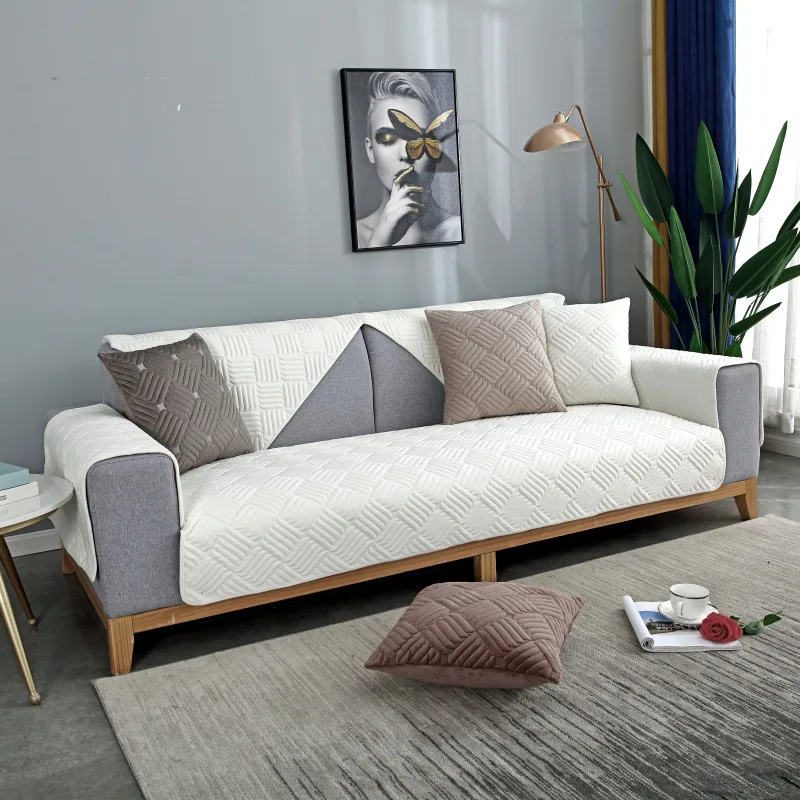 

Cotton Embroidered Sofa Covers Sofa Towel Plaid Four Seasons Couch Cushion European Leather Sofa Cover for Living Room