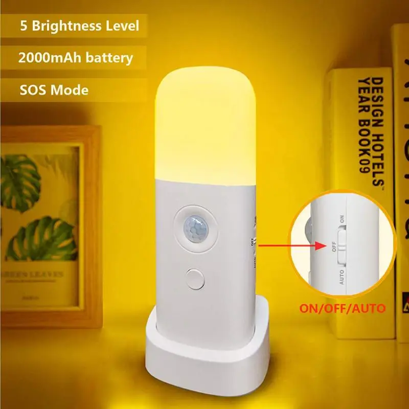 

Motion Sensor Night Light Indoor, USB Rechargeable Dimmable LED Light,Portable Motion Activated Night Lamp for Kids Room
