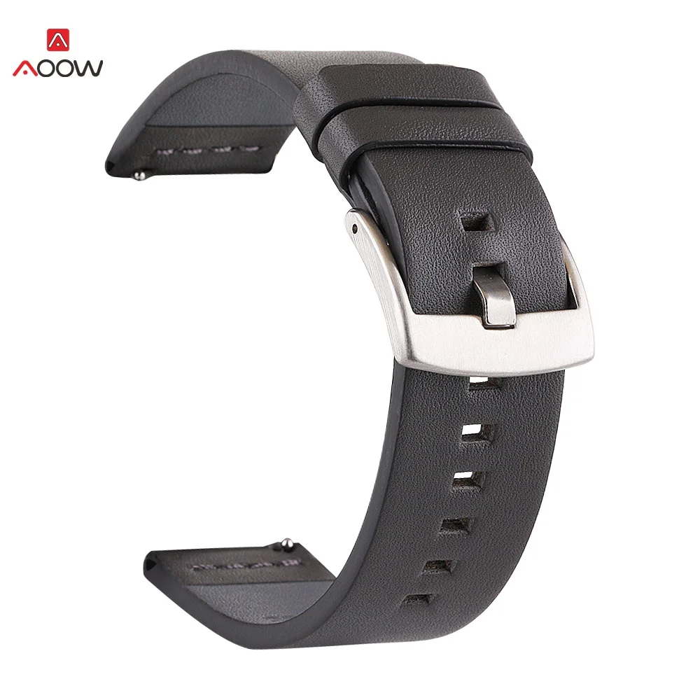 Кожаный ремешок для часов samsung Galaxy Watch Active2 S2 S3 Amazfit huawei GT 2 быстросъемный браслет ремешок 20 мм 22 мм 24 мм
