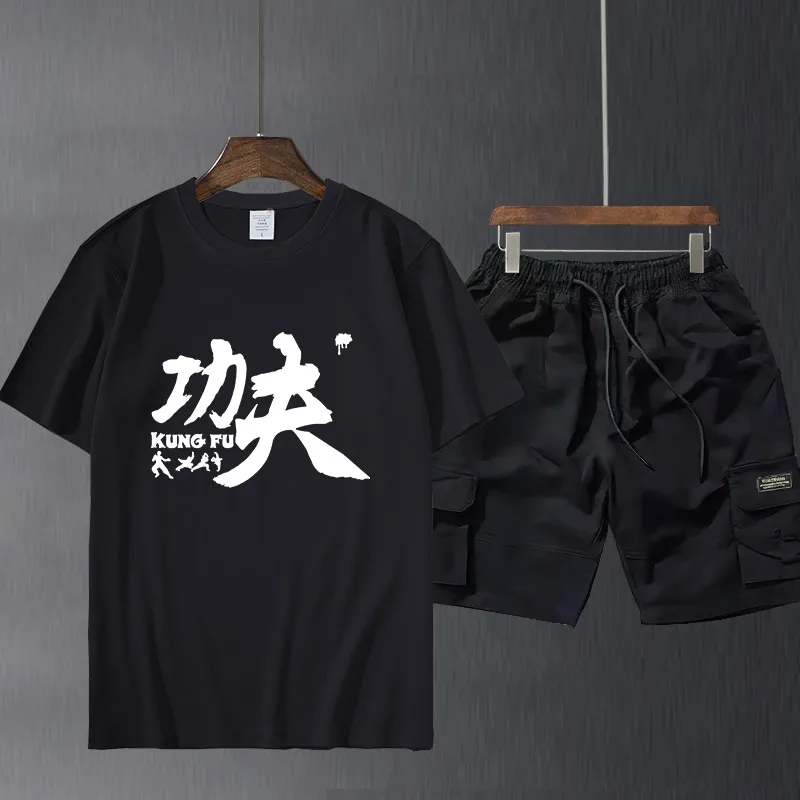 

Men's short sleeve suit pants Chinese Style Men's T-shirt New Chinese Calligraphy Kung Fu Print T Shirt Street Casual tee