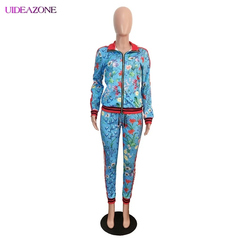 Женский Повседневный костюм UIDEAZONE кофта на молнии с длинным рукавом и цветочным