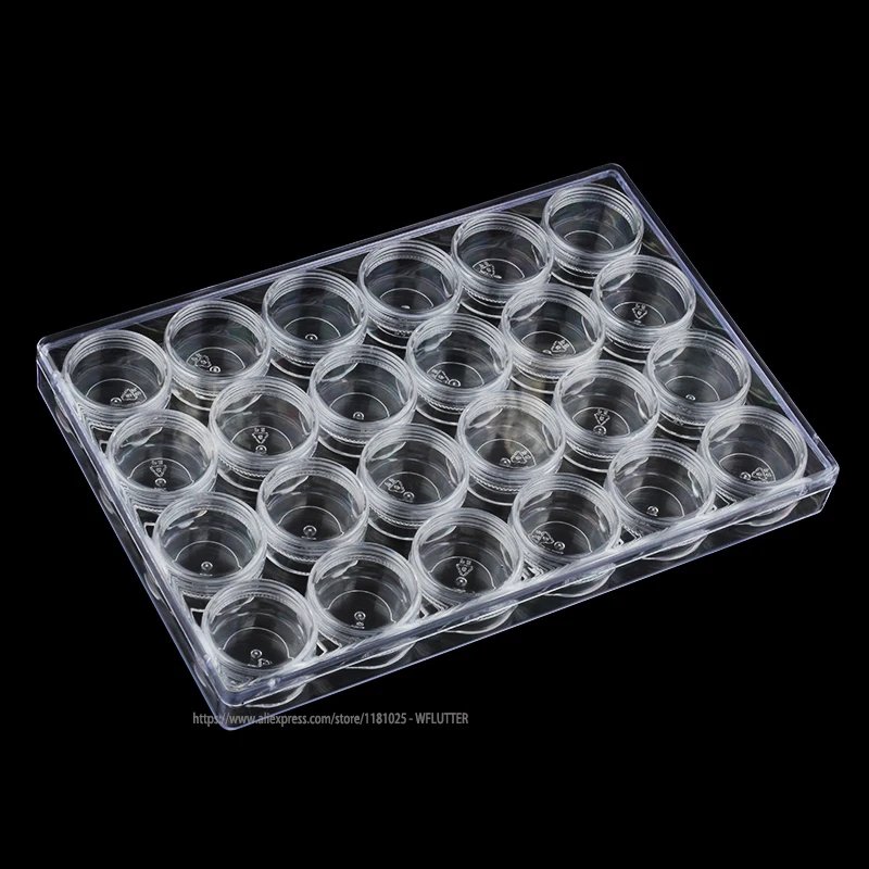 24 grids tray Высокое качество 24& 12 прозрачные сетки акриловые ювелирные изделия Дисплей лоток держатель для драгоценных камней Diy Поиск коробка для хранения Алмазная витрина с крышкой - Цвет: 24 grids tray