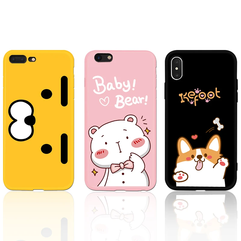 KSTUCNE Cute Case On For iPhone 6 6s 7 8 TPU Silicone Back Cover for X 6S Plus Fashion Funny Matte Soft Cases |