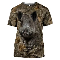 bark mens camouflage 3d printing t shirt fashion streetwear short sleeve pullover hunting animal wild boar leisure summer