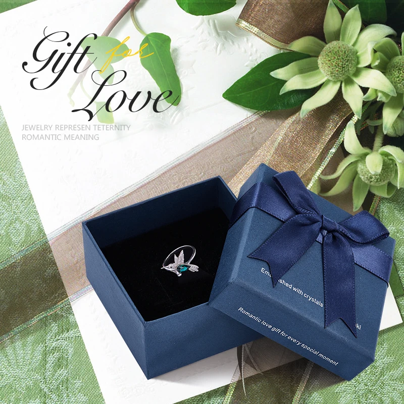 Green(YR0643)box CDE 925 Серебряное кольцо украшенное кристаллами регулируемое женское кольцо Ringen Voor Vrouwen Hummingbird ювелирные изделия с жемчугом - Цвет камня: Green(YR0643)box