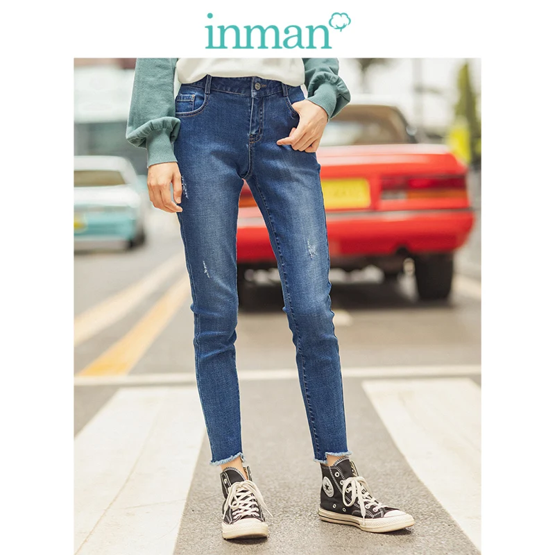INMAN весна осень средняя талия Ретро стиль модные тонкие все совпадают хлопок