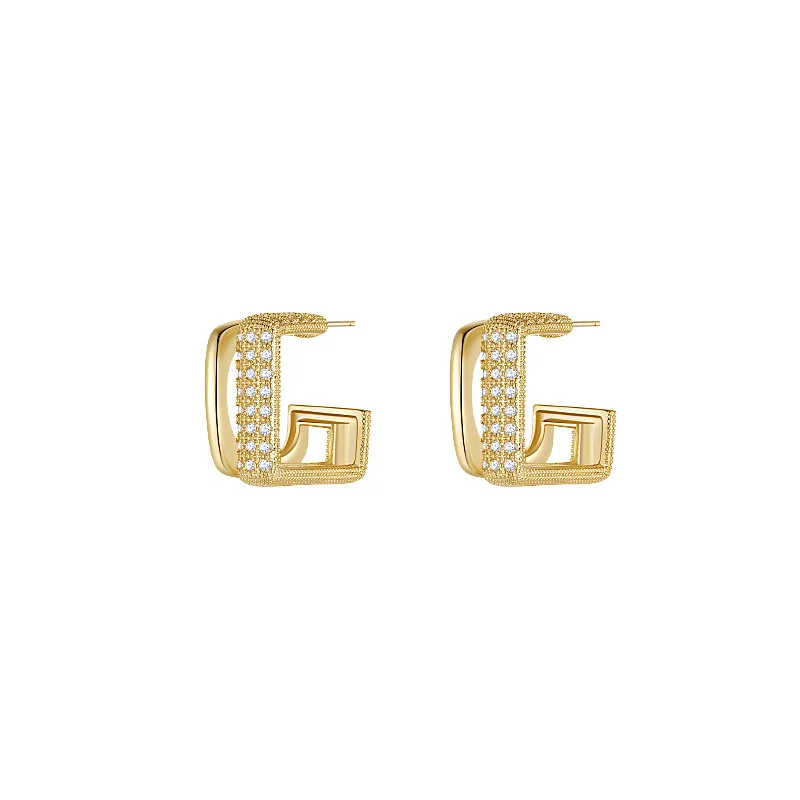 

LOVOACC Dainty Bling CZ Zircon Hoop Earrings for Women Brass Gold Square Rectangle Geometric Statement Earrings Pendientes 2021