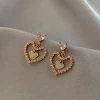 heart shaped cute teen earrings cute sweet pendant earrings delicate girly daily wear earrings jewelry 2022