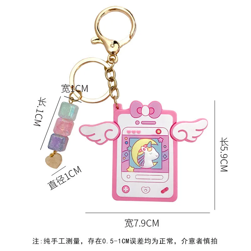 

2020 Cartoon mini cute little sister notepad key chain Cartoon Unicorn pendant key chain fashionable car key ring