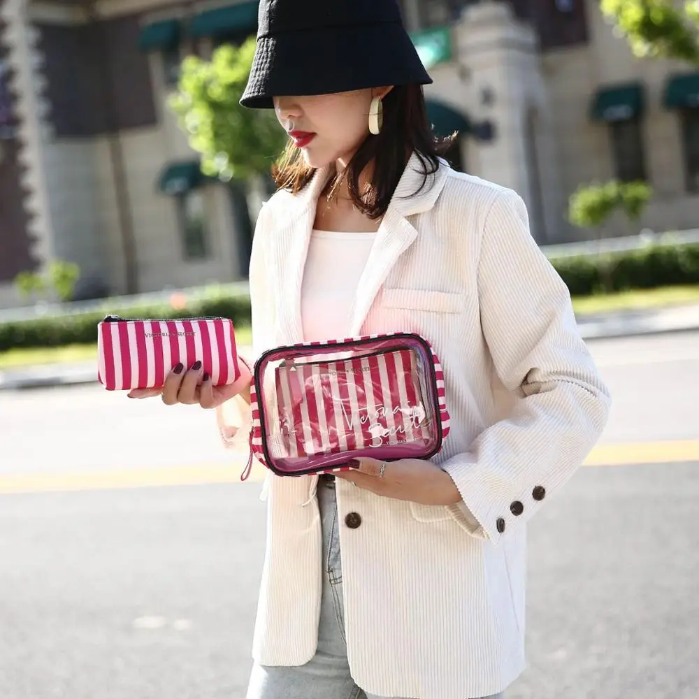 

PVC Transparent Brand Cosmetic Bag Women Leather Travel Make Up Necessaries Organizer Zipper Makeup Case Pouch Toiletry Kit Bags