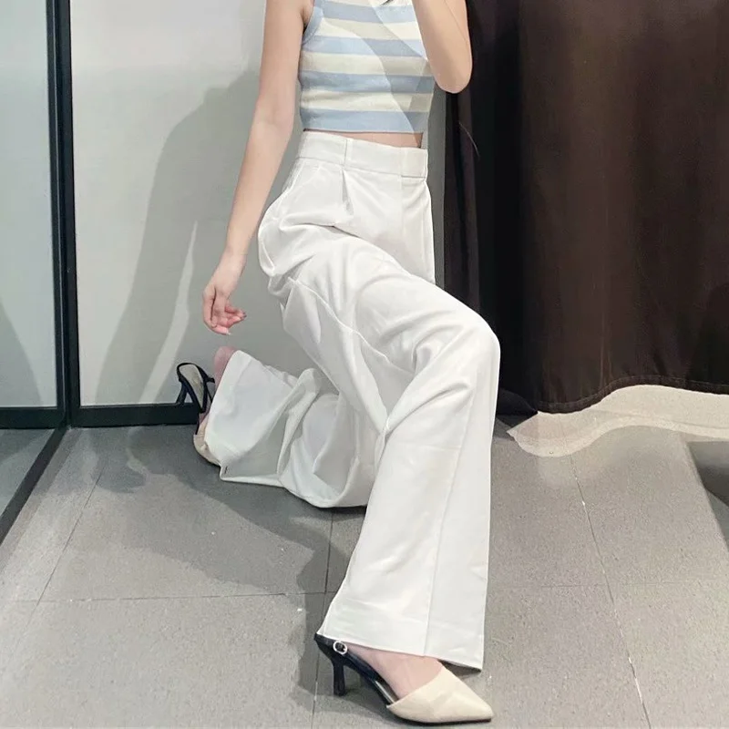 

Za White Sweatpants Women Oversized Wide Leg Pants Woman 2021 Summer High Waist Straight Baggy Ladies Pants Y2K Streetwear
