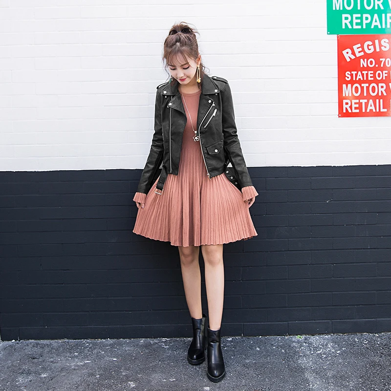 Forextolux 2020 Женская Осенняя мотоциклетная куртка из искусственной мягкой кожи