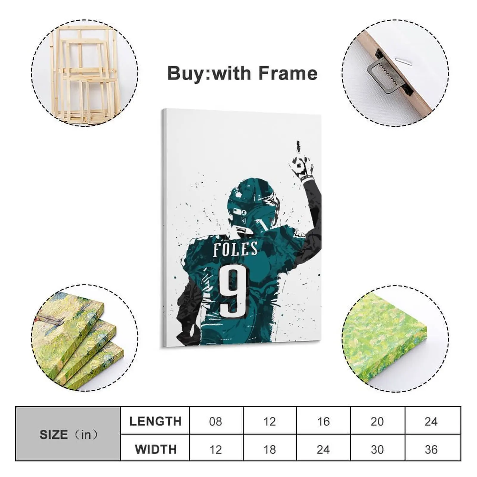 

Decor 9 Nick Foles Print Painting Canvas Hang A Picture for Living Room Wall Room Posters With Frame Modern Home