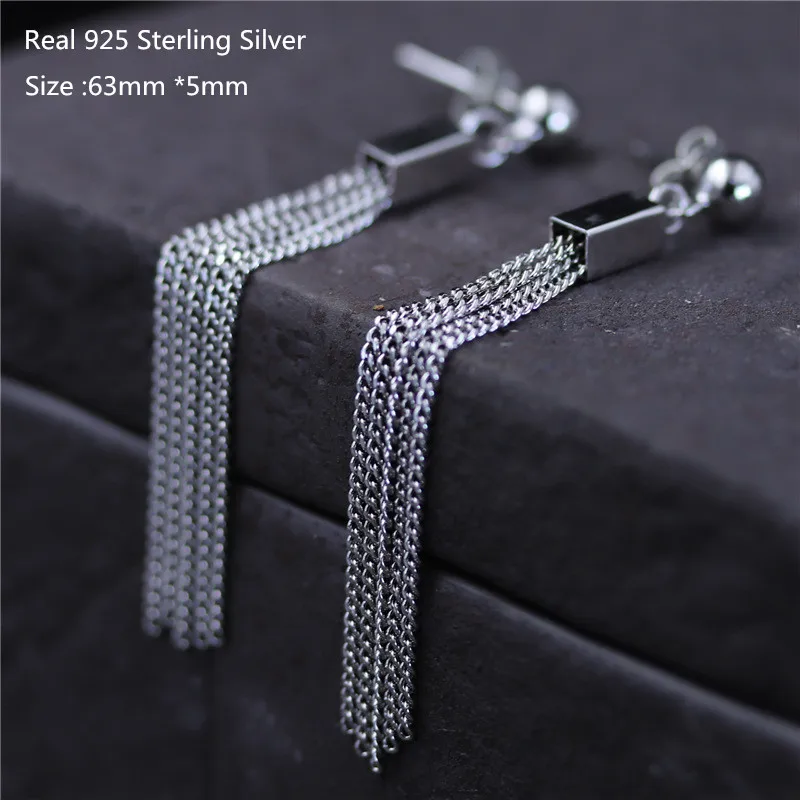 Buyee Настоящее 925 стерлингового серебра темперамент серьги 63 мм Блестящий и нежный