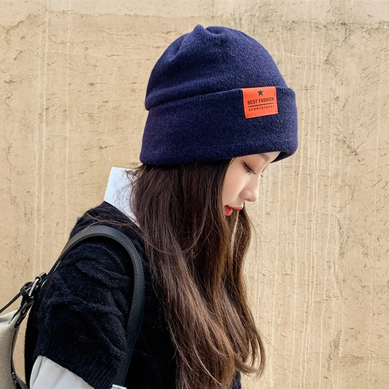 

Ins stylish Women Casual Slouchy Baggy Loosen Knitted hat Sport Letter Beanies Caps Ski Skullies Adult Skullcap Gorros