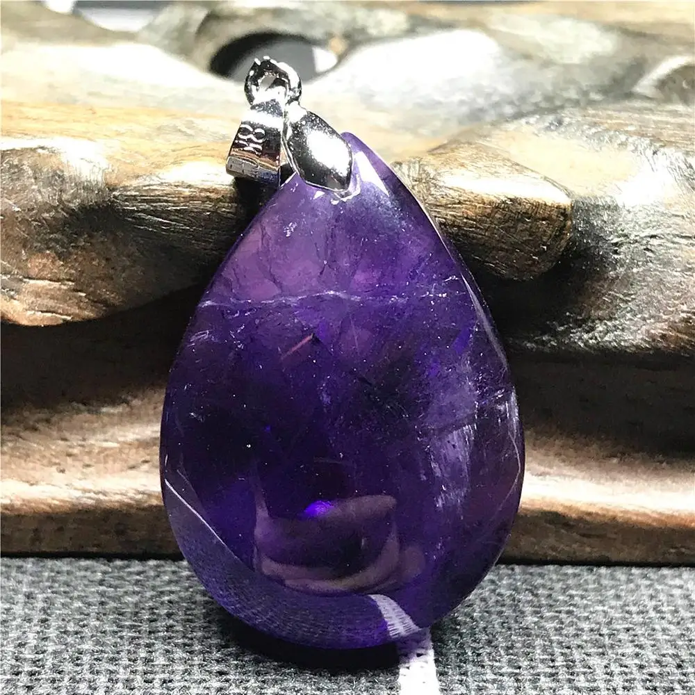 Топ натуральный Фиолетовый аметист кулон для женщин леди человек прозрачный