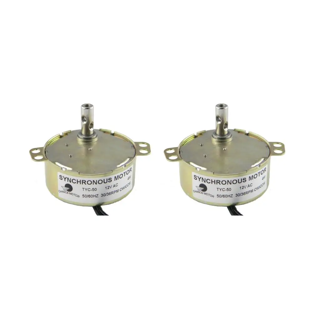 CHANCS 2 шт. Электрический синхронный двигатель TYC 50 12V AC 30 36RPM с заглушкой по часовой