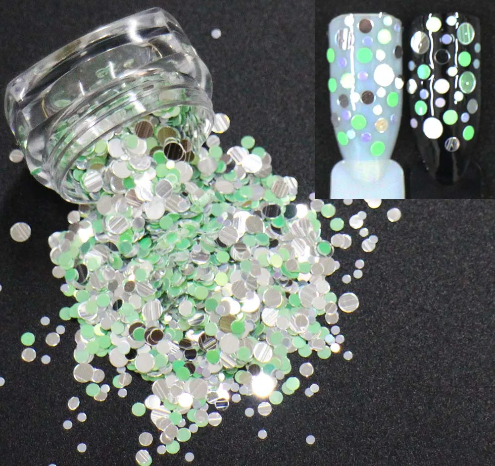 Смешанные размеры круглые формы блестки яркие цвета сияющие ломтики 3D дизайн