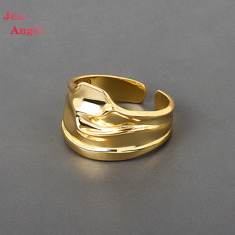

Jea.Angel 925 Silver Glossy Irregular Geometric Rings Open Adjustable Ring For Women Men Punk Party Jewellery Gifts Accessories