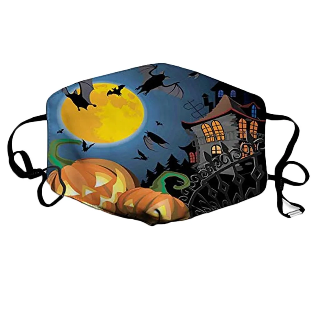 

1PC 3D Halloween Cartoon Print mascarillas Washable WindReusable Face Mouth Cover Maschere Cap