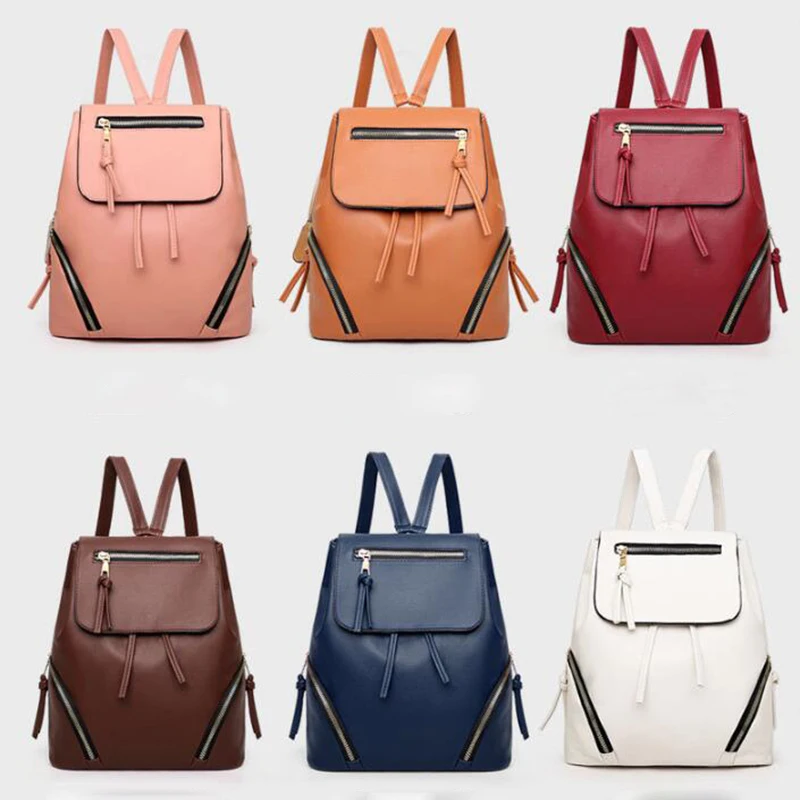 

Women Backpack Female High Quality Soft Leather Book School Bags For Teenage Girls Sac A Dos Travel Back Rucksacks Mochilas
