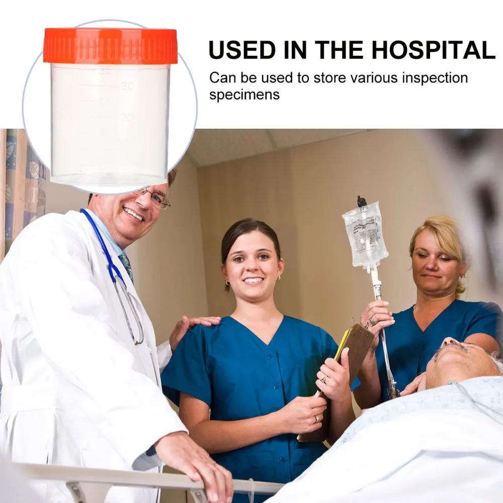 

50 Pcs/1 Pack 40ml Specimen Sampling Cup Practical Urine Sealed Container with Spiral Cover for Laboratory Use (Random