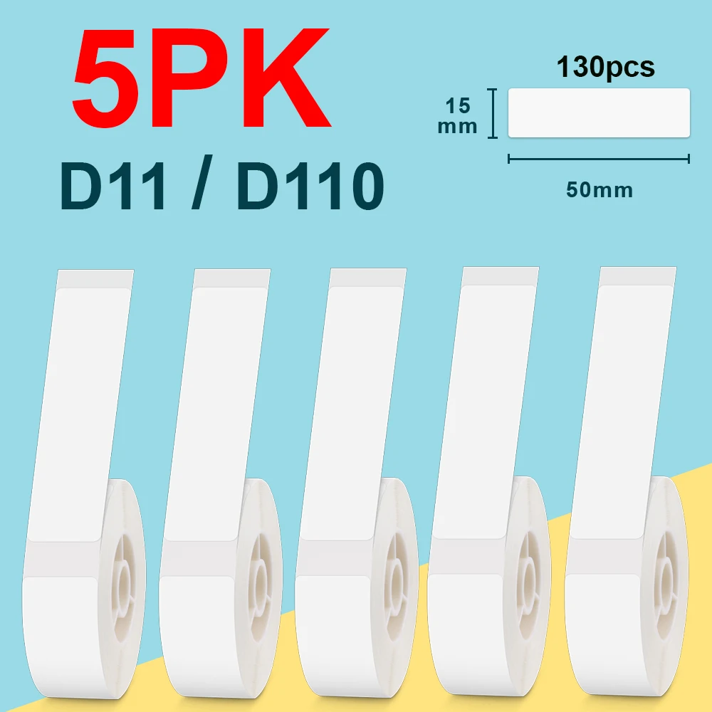 

5 Rolls Niimbot D11 D110 White Label Sticker Waterproof D11 Printing Label Paper for Niimbot D11 D110 Label Printer to DIY Label