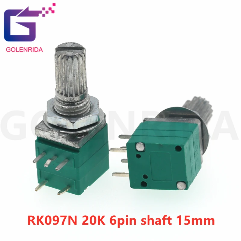 5 шт. RK097G 20K однокомпонентный потенциометр B20K с переключателем звука 6-контактный