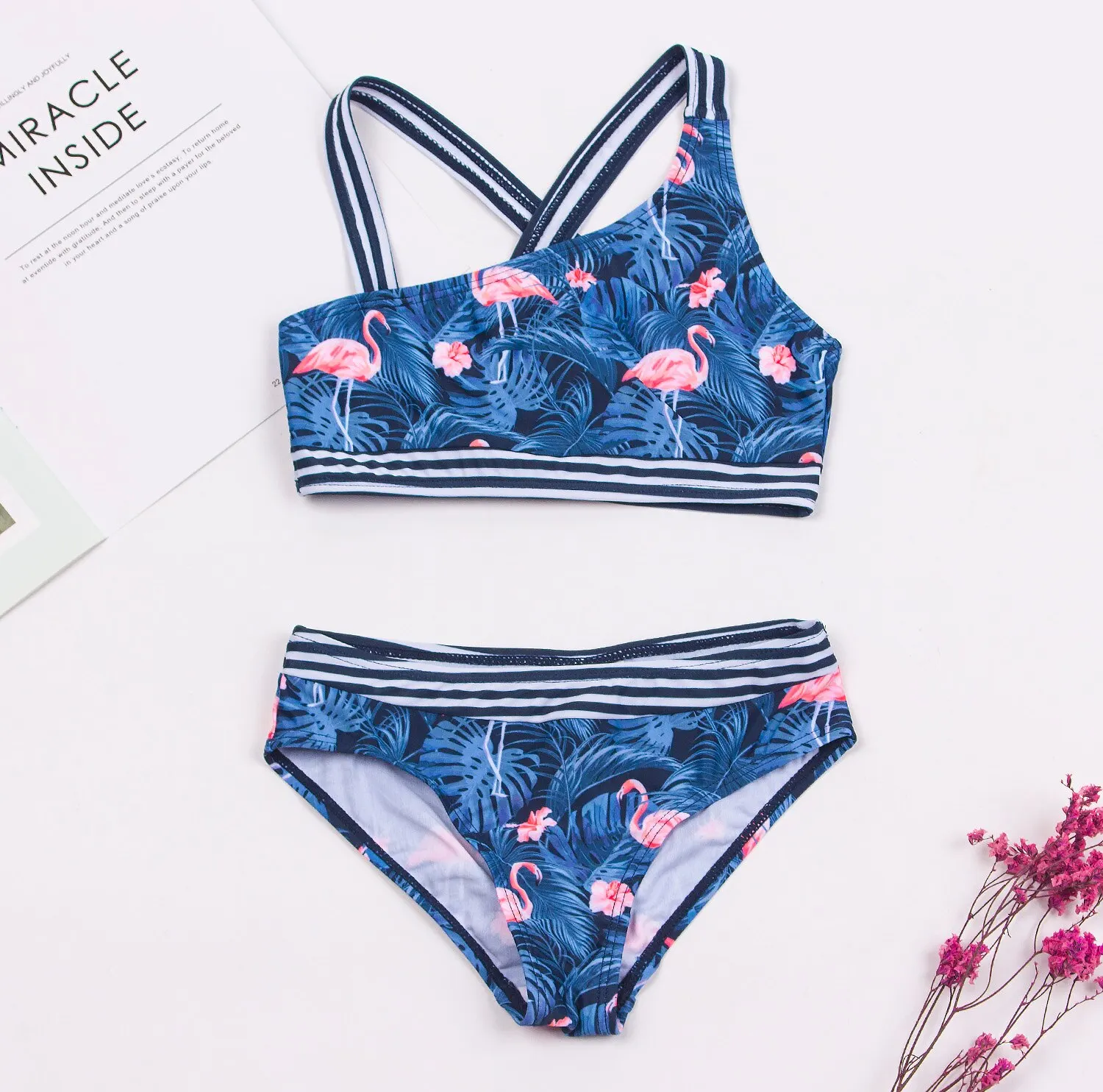 

2022 Children Biquini Infantil Bathing Suit Flower Print Girls Swimsuit Swimwear Colorful Kids Bikinis Summer Girls Bikini