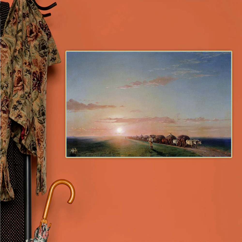 

Holover Ivan Aivazovsky"Convoy in the steppe" Canvas Oil Painting Romanticism Poster Aesthetic Wall Art Home Decoration