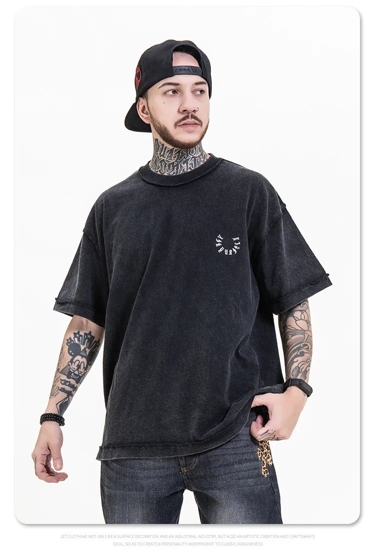 

Kanye Sanskrit Smiley High Street Men Women Hiphop Oversized T Shirt Heave Fabric Washed Cotton Clothing