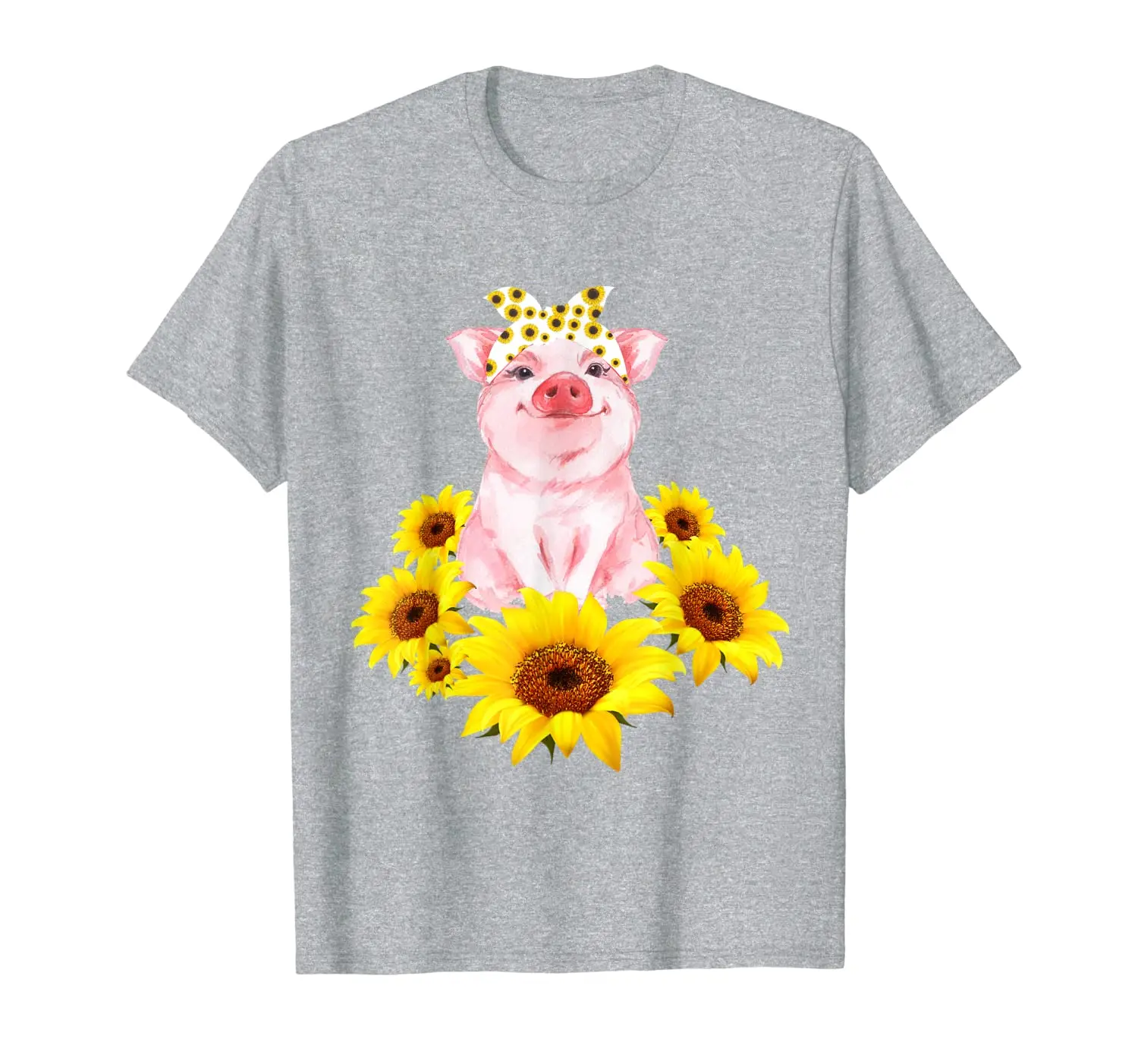 

Cute Piggy With Sunflower Tiny Pig With Bandana T-Shirt