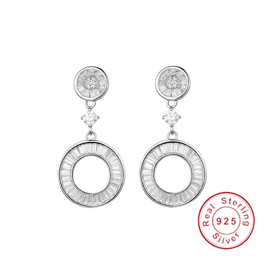 Роскошные круглые висячие серьги из серебра 925 пробы с трапециевидными