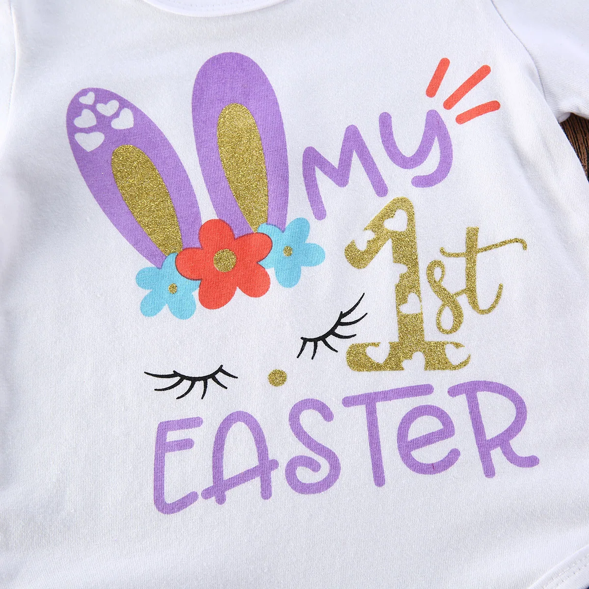 

0-12M 4PCS Infant Baby Girl Easter Clothes Sets Short Sleeve Top Tutu Skirts Headband Set Outfits