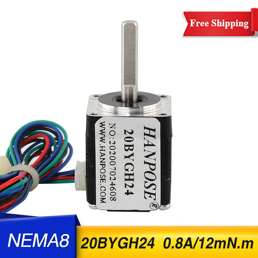 Мини шаговый двигатель H24mm 20BYGH24 12mN.m 0.8A 1,8 градусов CNC фрезерный станок 3D детали медицинского оборудования Nema8 шаговый двигатель