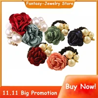 flower pearl elastic rubber bands women hair rope ring party gift handcraft ponytail holder hairbands headwear accessories