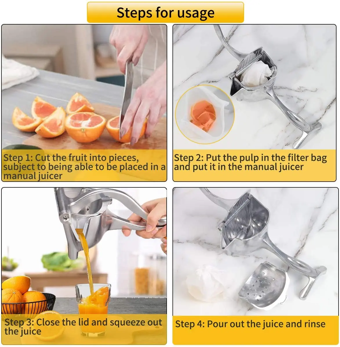 

Manual Juice Squeezer Aluminum Alloy Hand Pressure Juicer Pomegranate Orange Lemon Sugar Cane Juice Kitchen Fruit Tool