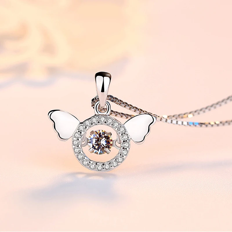 Женское колье с подвеской в виде крыла ангела из серебра 925 пробы | Украшения и