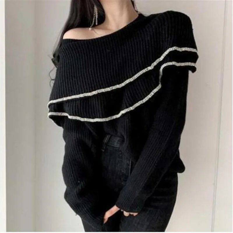 

2020 new fashion autumn and winter retro style knit sweater V-neck casual knitted sweater women