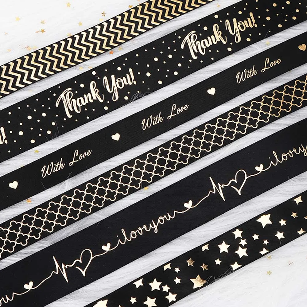 2 ярда позолоченная черная лента Подарочная коробка для влюбленных упаковка