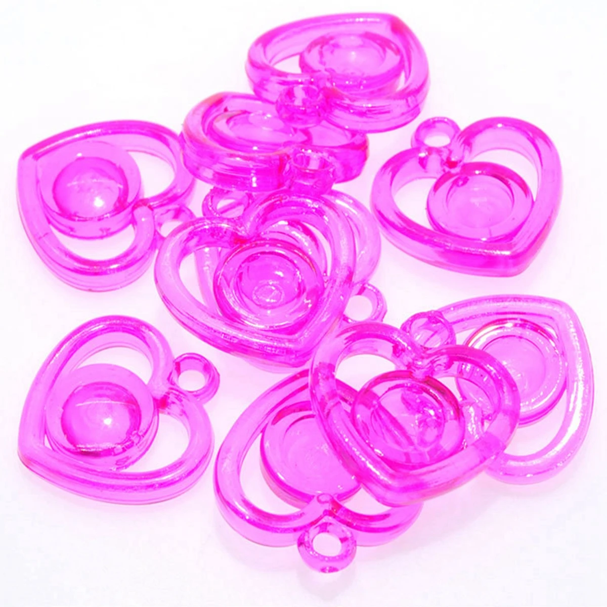 50 разноцветный Прозрачный Акриловые Полые Подвески-шармы в форме сердца 22 мм