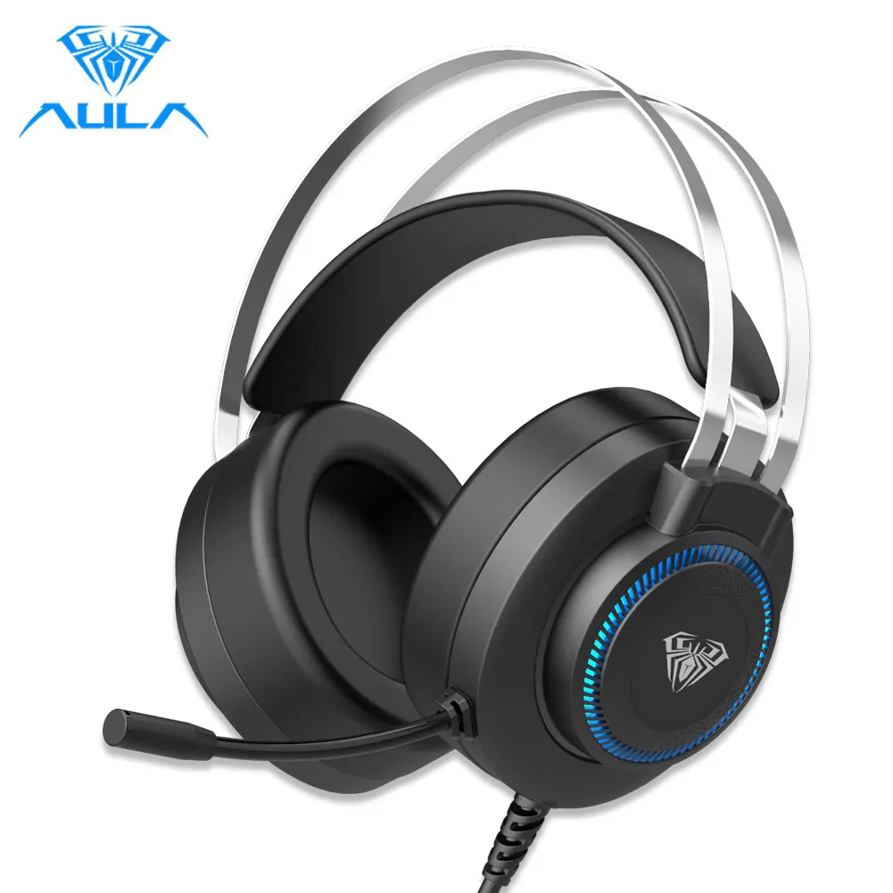 AULA S601 Проводная гарнитура бас стерео наушники RGB светильник Игровые Шум