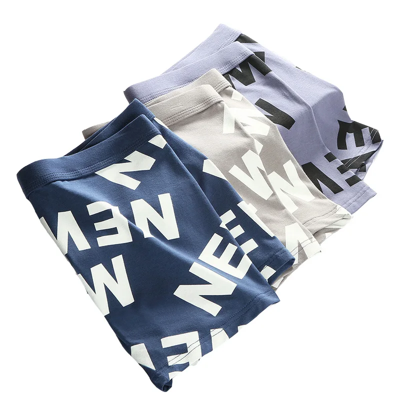 

New Cotton Underwear Men Printed Sexy Boxer Shorts Male Middle Waist Homme Soft Underpants For Pants Size 27-35 Inch