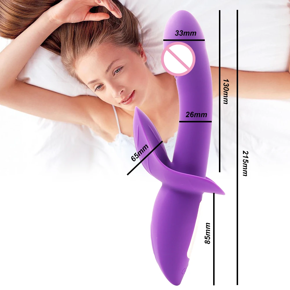 Двойная вибрация 16 скоростей силиконовый мощный фаллоимитатор точки G вибратор
