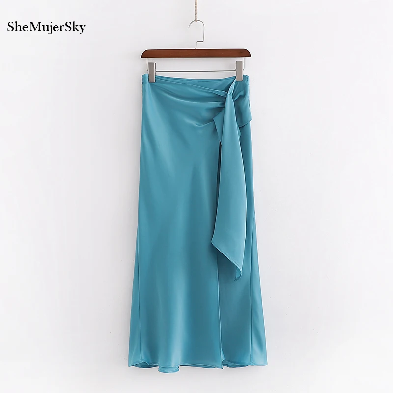 Женская атласная юбка трапеция SheMujerSky миди с высокой талией 2020|Женские юбки| |