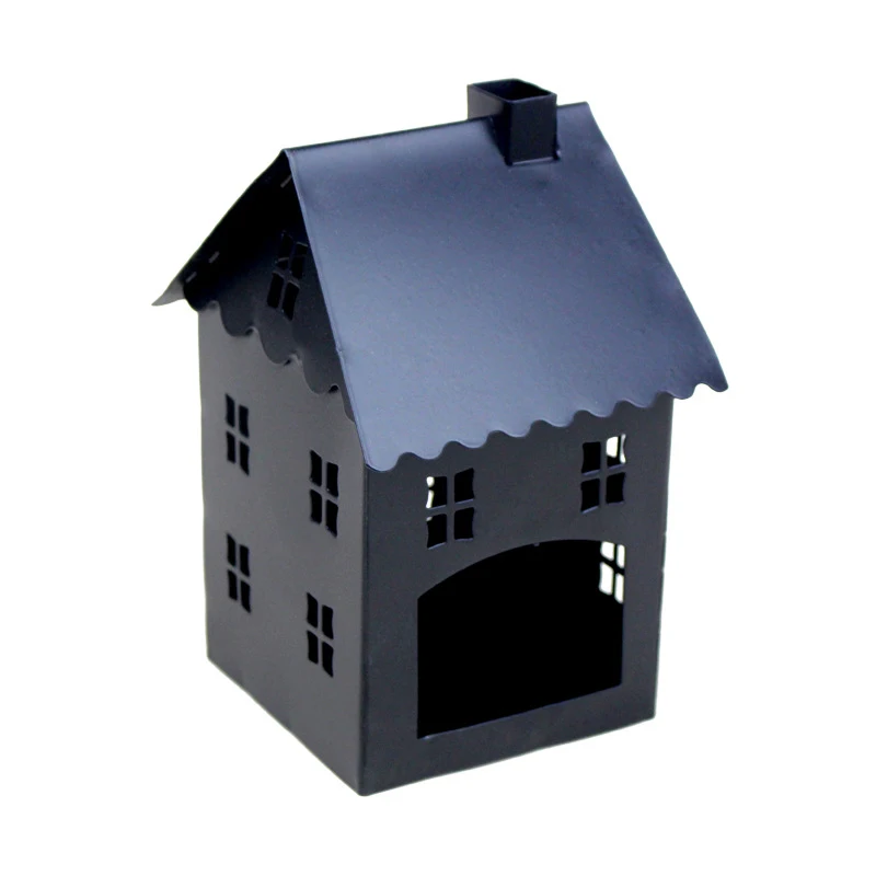 candle holder Рождественская металлическая декоративная короткая свеча, 11x10x15,5 см, держатель в форме домика, домашний декоративный подвесной фонарь, подарок для детей - Цвет: candle holder
