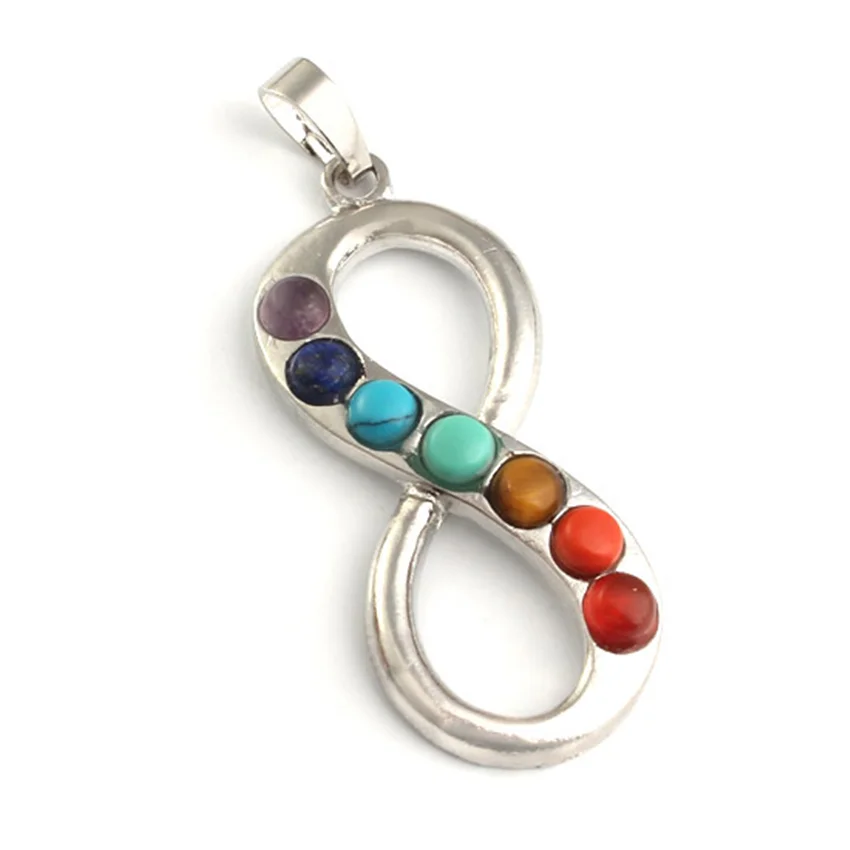 100-уникальный шарм 1 шт. посеребренный бесконечный восемь форм чакра исцеляющий