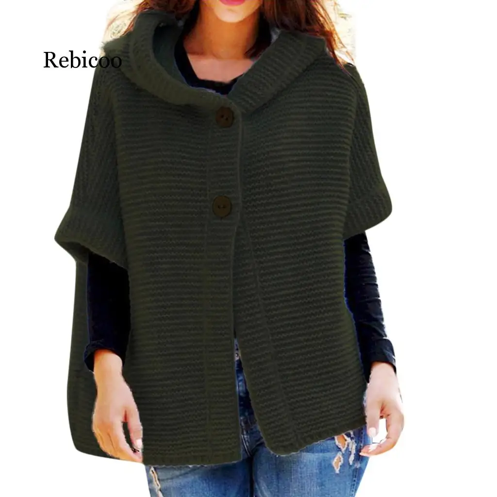 

2019 new sweater women autumn and winter loose knit hooded cardigan