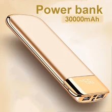 30000 мАч Внешний аккумулятор, внешний аккумулятор, USB светодиодный внешний аккумулятор, портативное зарядное устройство для мобильного телефона, для Xiaomi Mi, iphone, samsung