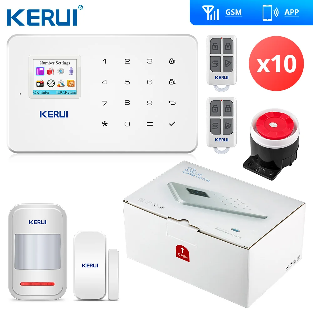

Wholesales 10 Sets Kerui G18 GSM Alarm System TFT Android IOS APP Android ISO App Smart Home Burglar Alarm System